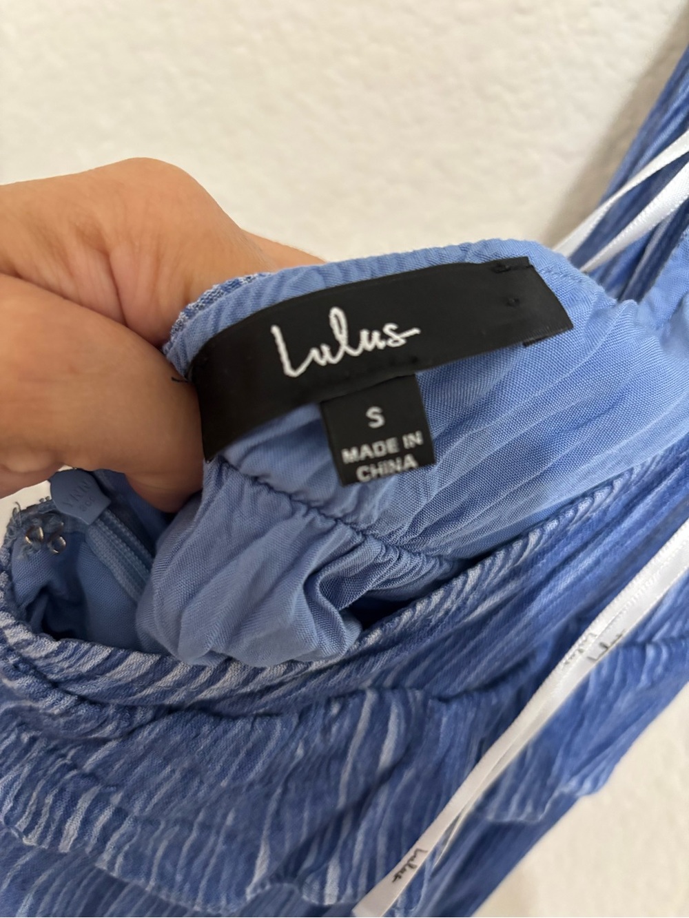 Lulu's Slate Blue Halter Ruffle Mini Dress - Picture 5 of 5